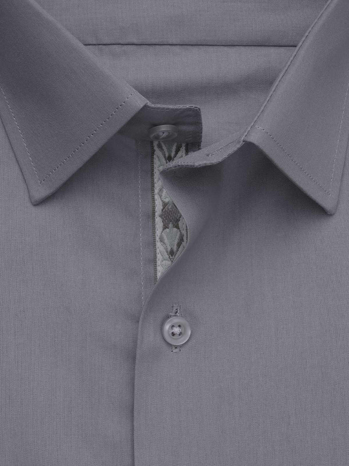 Grey Plain, Elite Edition, French Collar Men’s Designer Formal Shirt (FS-561)