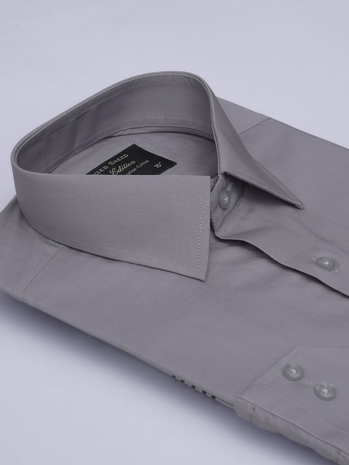 Grey Plain, Elite Edition, French Collar Men’s Designer Formal Shirt (FS-561)