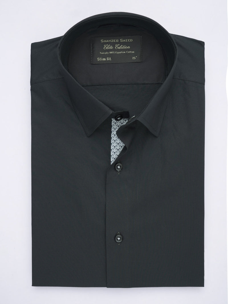 Black Plain, Elite Edition, French Collar Men’s Designer Formal Shirt (FS-566)