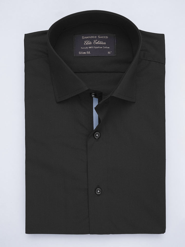 Black Plain, Elite Edition, French Collar Men’s Designer Formal Shirt (FS-567)