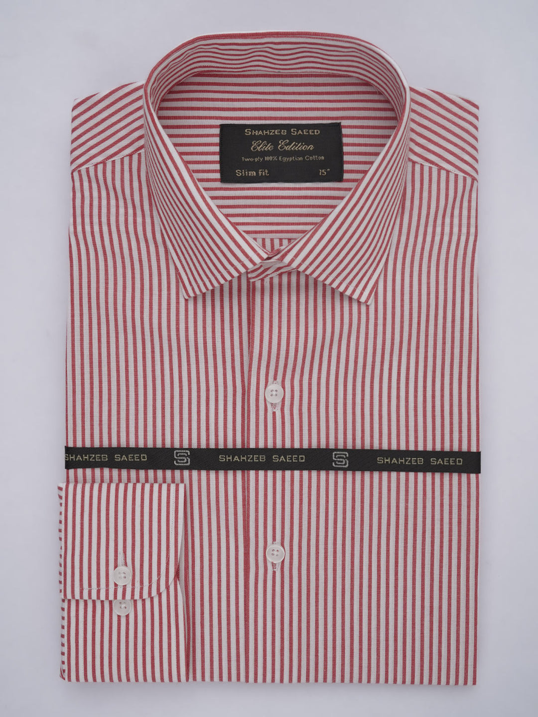 White & Red Striped, Elite Edition, French Collar Men’s Formal Shirt (FS-575)