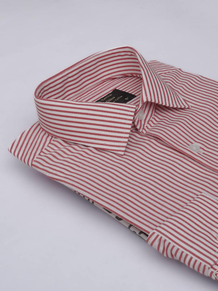 White & Red Striped, Elite Edition, French Collar Men’s Formal Shirt (FS-575)