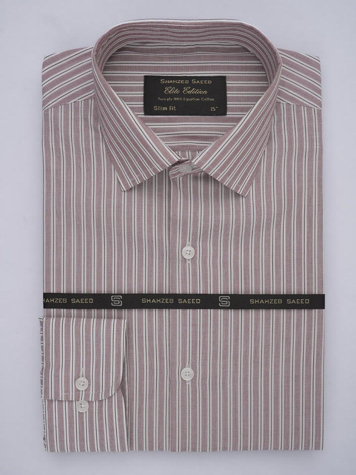 Pink & White Self Striped, Elite Edition, French Collar Men’s Formal Shirt (FS-577)