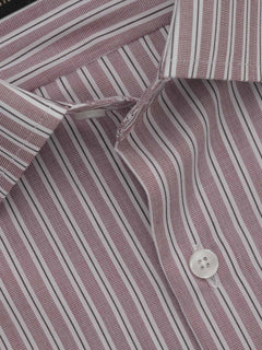 Pink & White Self Striped, Elite Edition, French Collar Men’s Formal Shirt (FS-577)