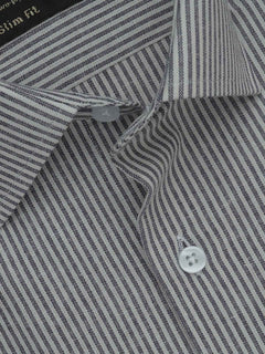 Grey Self Striped, Elite Edition, French Collar Men’s Formal Shirt (FS-578)