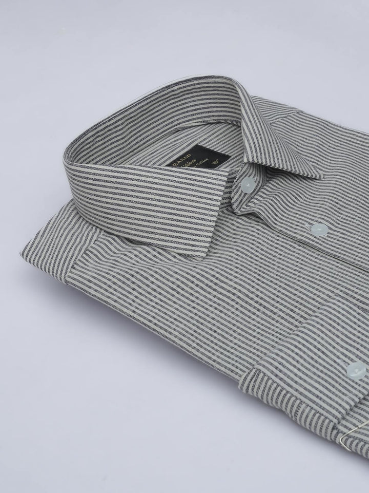 Grey Self Striped, Elite Edition, French Collar Men’s Formal Shirt (FS-578)