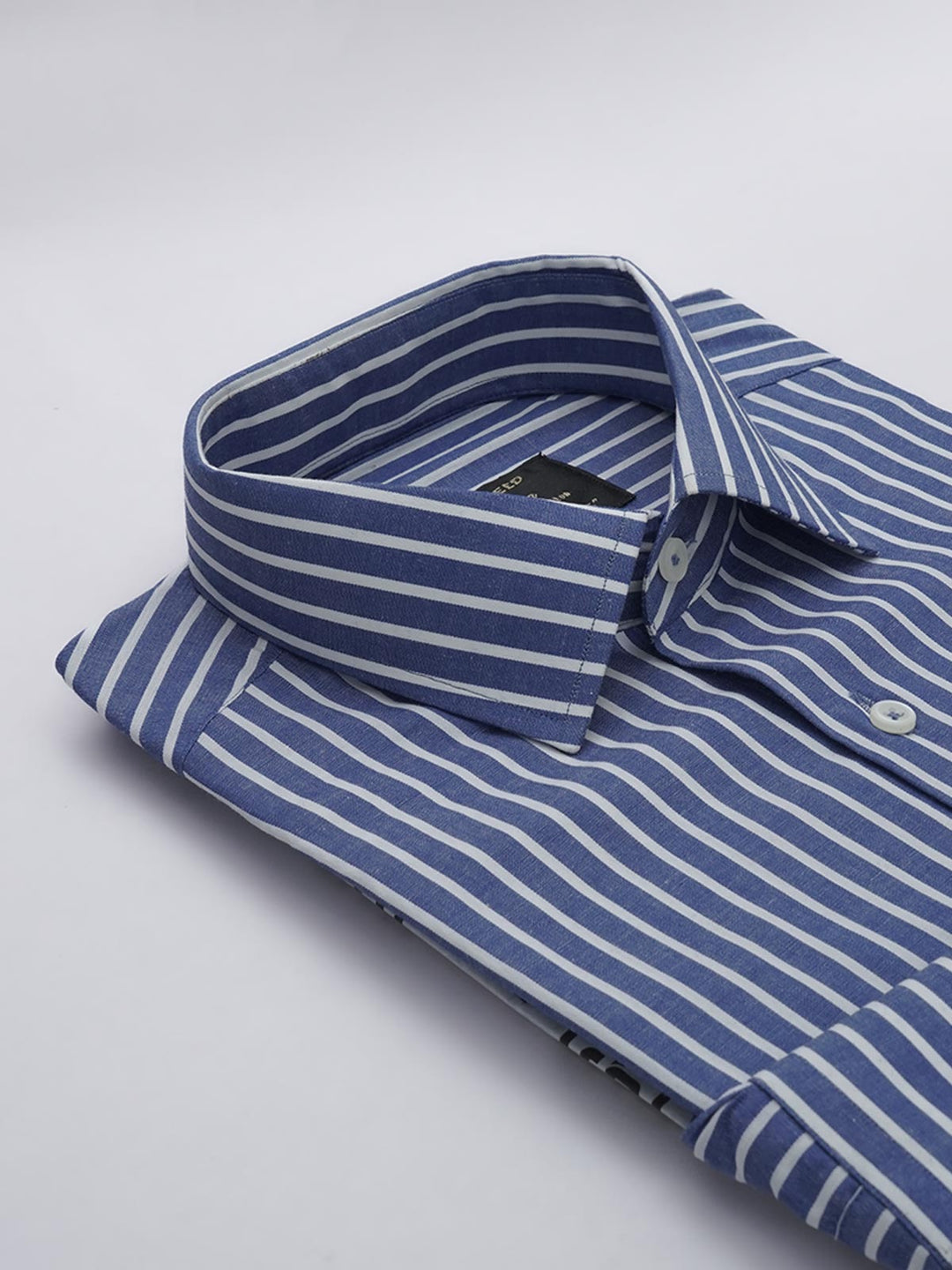 Blue & White Striped, Elite Edition, French Collar Men’s Formal Shirt (FS-628)