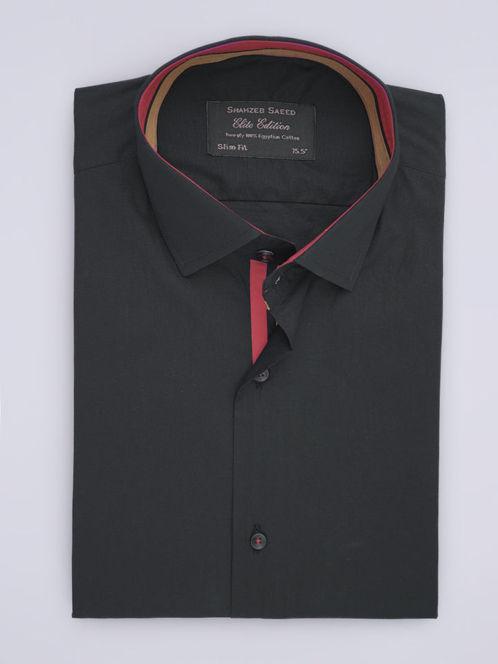 Black Plain, Elite Edition, French Collar Men’s Designer Formal Shirt (FS-633)