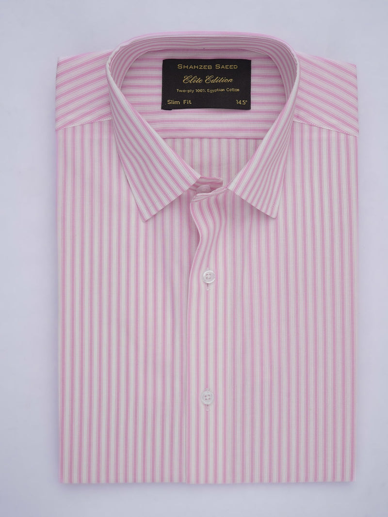 Pink & White Striped, Elite Edition, French Collar Men’s Formal Shirt (FS-639)