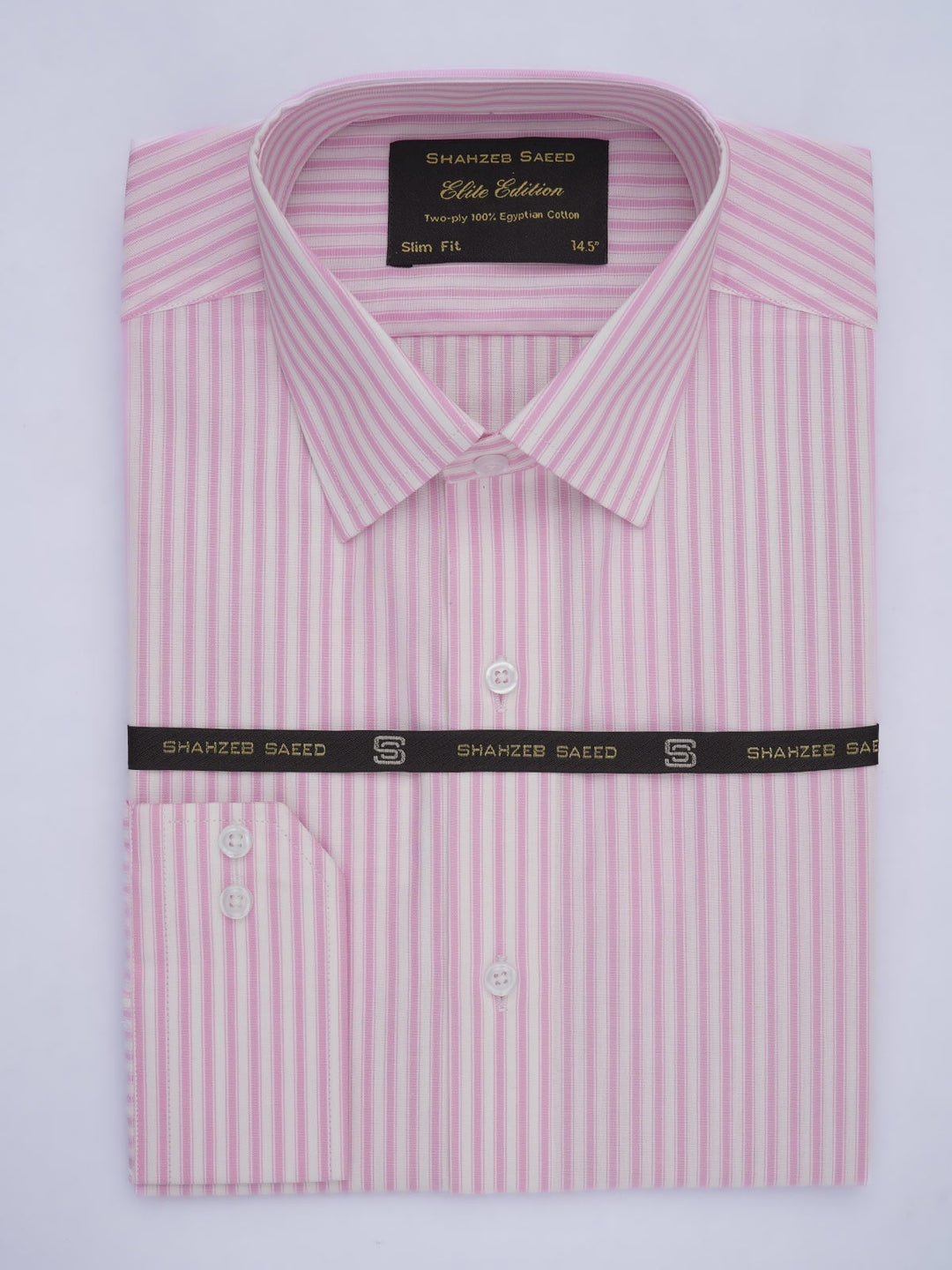 Pink & White Striped, Elite Edition, French Collar Men’s Formal Shirt (FS-639)