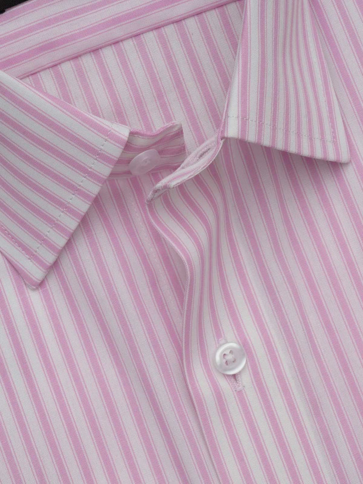 Pink & White Striped, Elite Edition, French Collar Men’s Formal Shirt (FS-639)