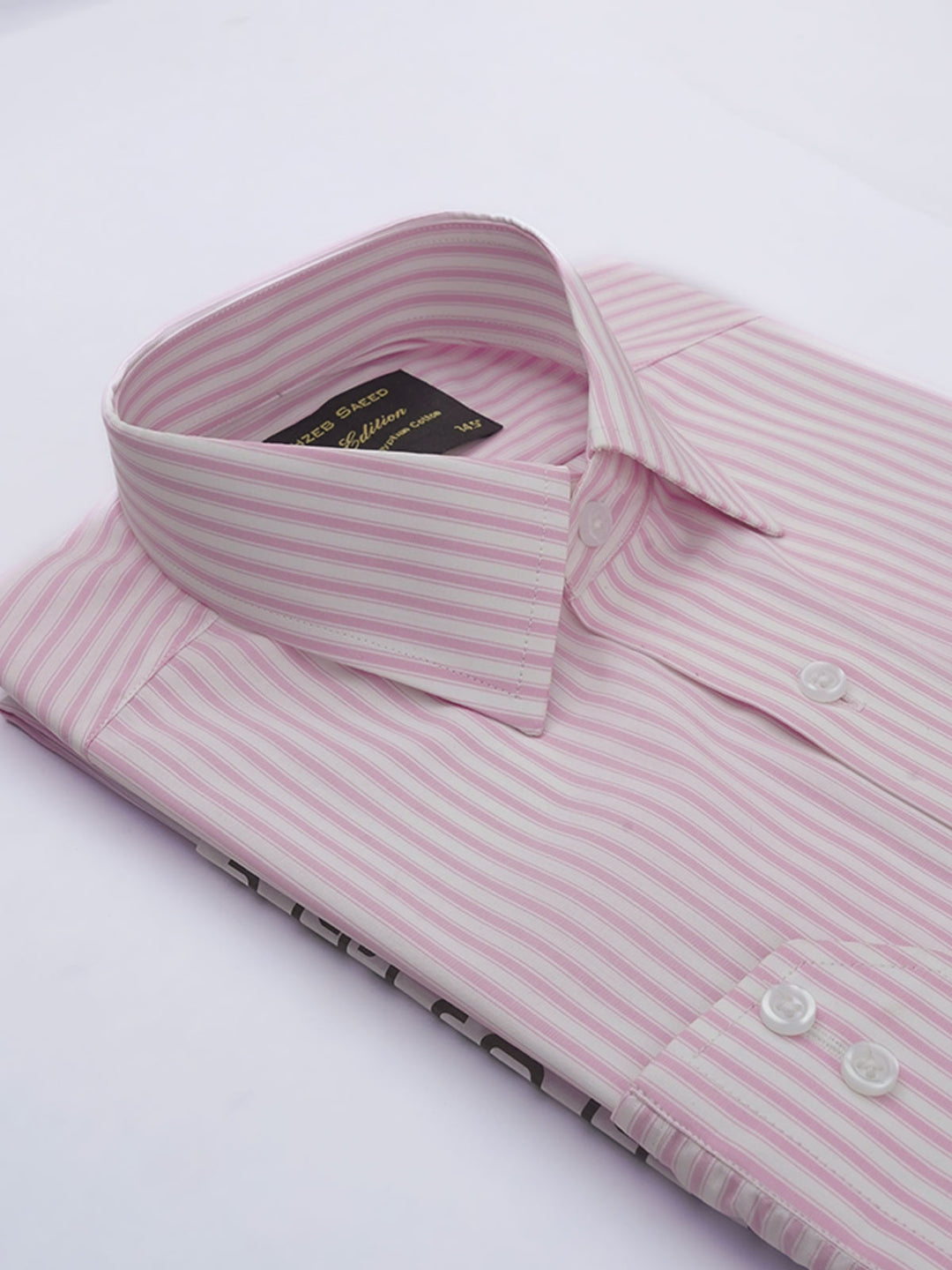 Pink & White Striped, Elite Edition, French Collar Men’s Formal Shirt (FS-639)