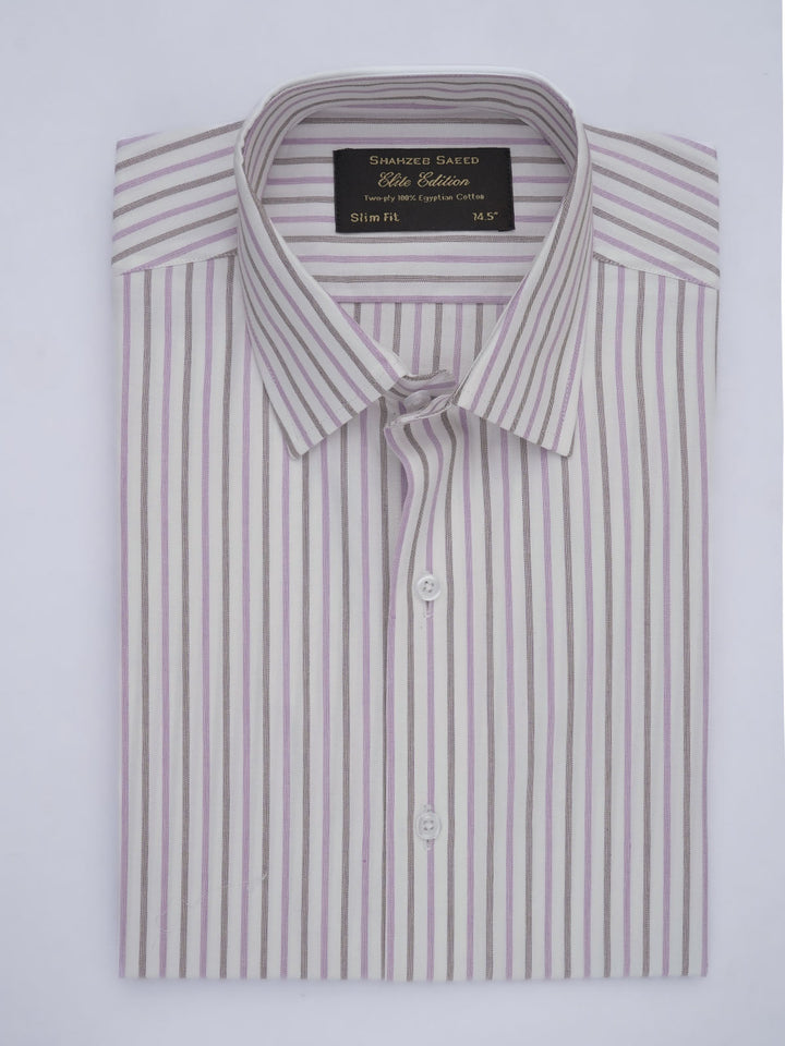 Multi Color Self Striped, Elite Edition, French Collar Men’s Formal Shirt (FS-640)