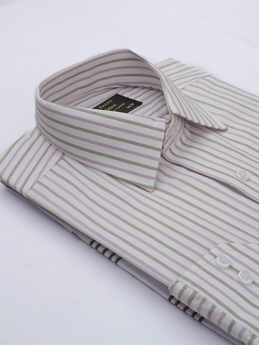 Multi Color Self Striped, Elite Edition, French Collar Men’s Formal Shirt (FS-640)