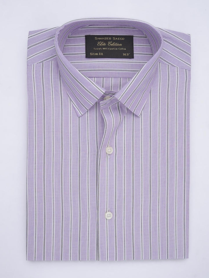 Purple Self Striped, Elite Edition, French Collar Men’s Formal Shirt (FS-641)