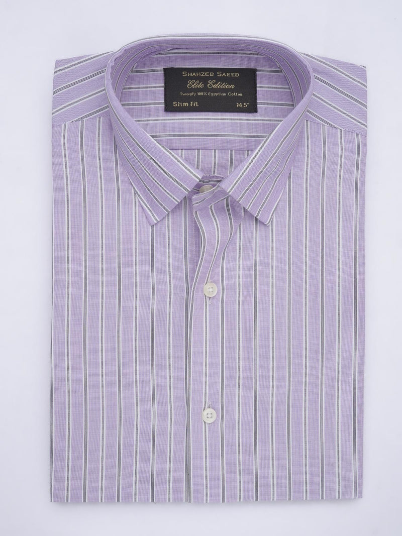 Purple Self Striped, Elite Edition, French Collar Men’s Formal Shirt (FS-641)