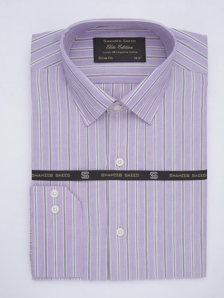 Purple Self Striped, Elite Edition, French Collar Men’s Formal Shirt (FS-641)