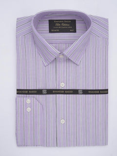 Purple Self Striped, Elite Edition, French Collar Men’s Formal Shirt (FS-641)