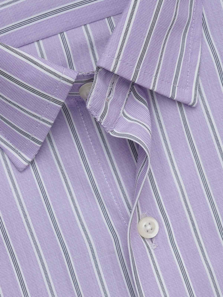 Purple Self Striped, Elite Edition, French Collar Men’s Formal Shirt (FS-641)