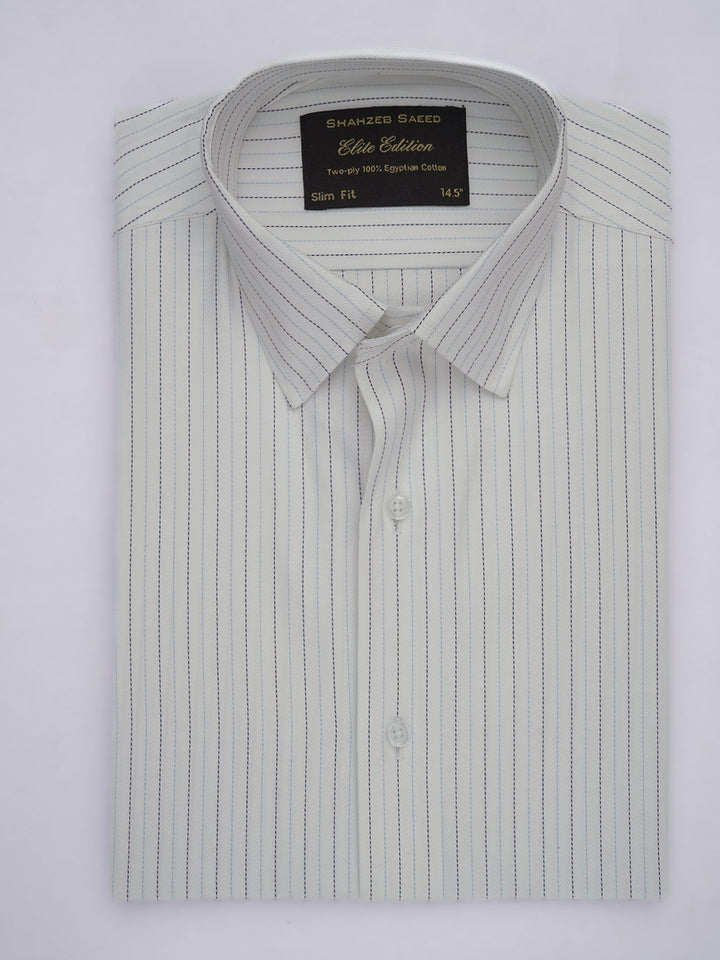 White & Multi Striped, Elite Edition, French Collar Men’s Formal Shirt (FS-642)