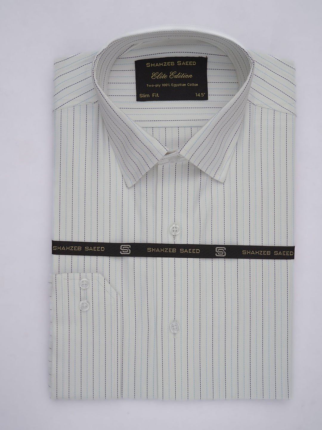 White & Multi Striped, Elite Edition, French Collar Men’s Formal Shirt (FS-642)