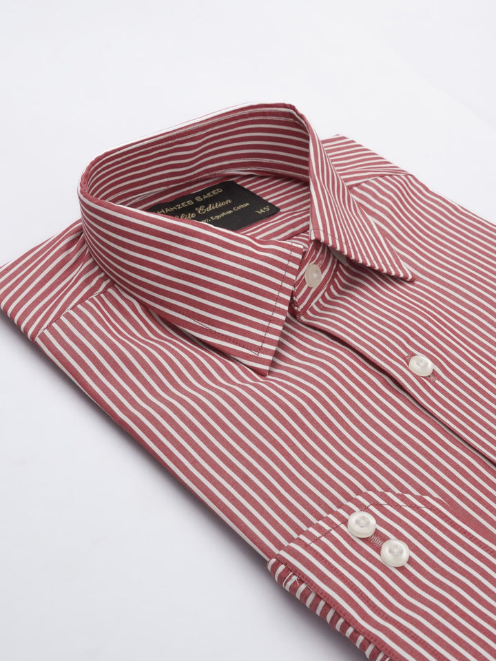 Red & White Striped, Elite Edition, French Collar Men’s Formal Shirt (FS-643)