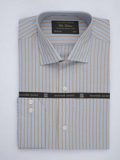 Blue & Brown Striped, Elite Edition, French Collar Men’s Formal Shirt (FS-644)