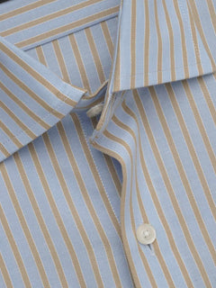 Blue & Brown Striped, Elite Edition, French Collar Men’s Formal Shirt (FS-644)