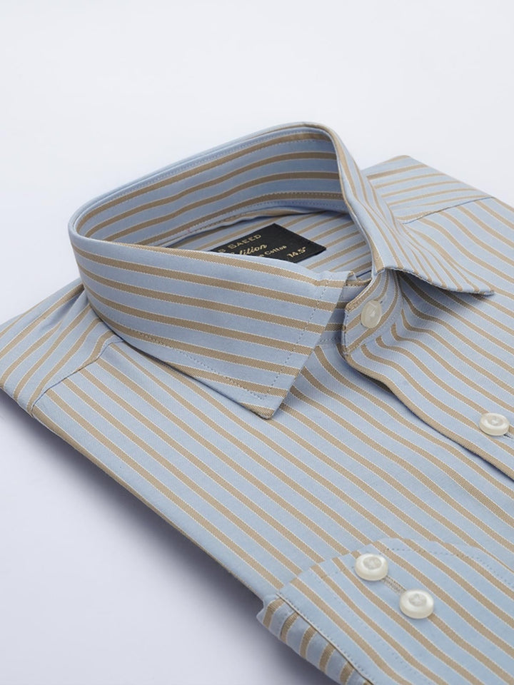 Blue & Brown Striped, Elite Edition, French Collar Men’s Formal Shirt (FS-644)