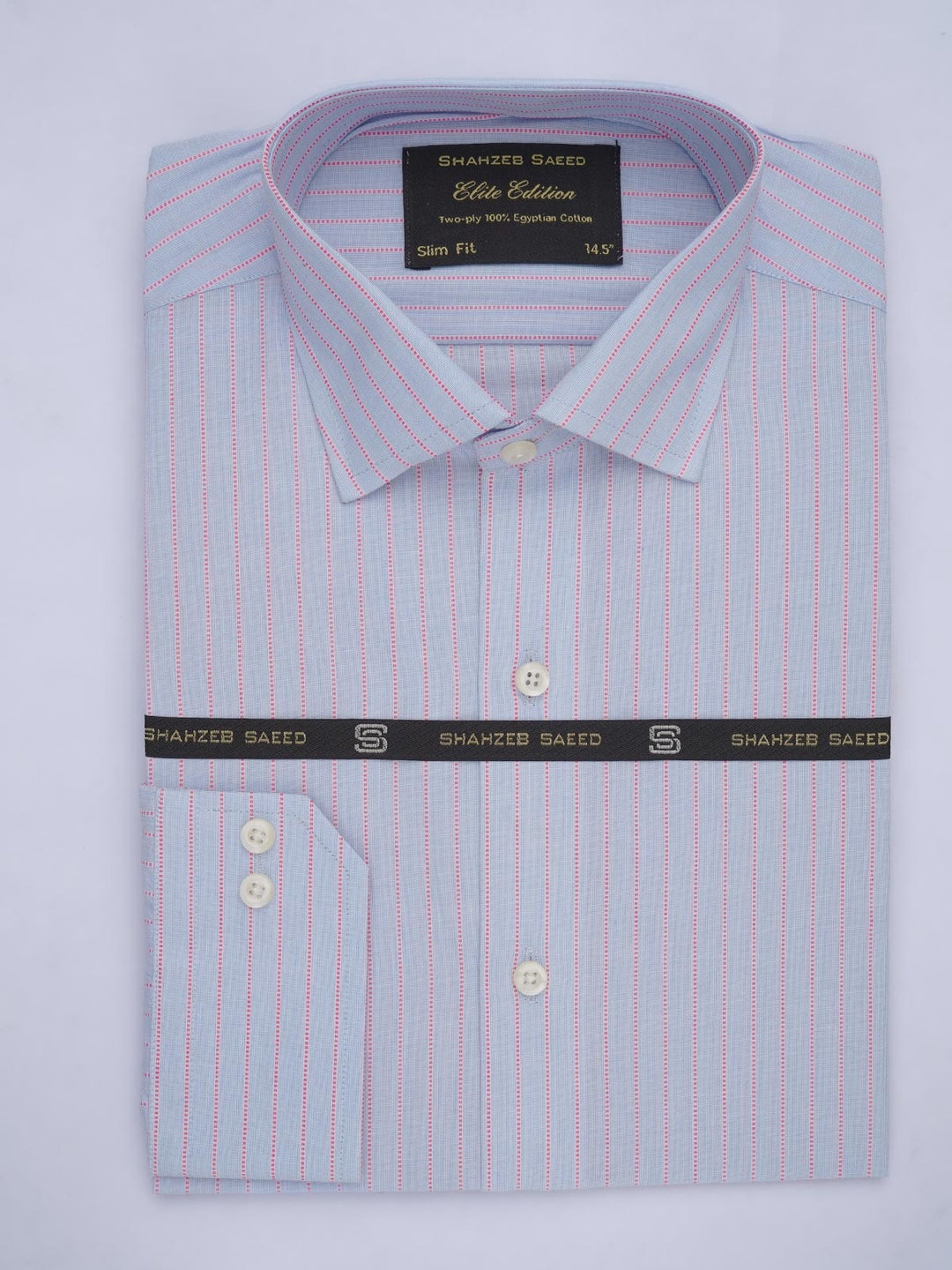 Blue & Red Striped, Elite Edition, French Collar Men’s Formal Shirt (FS-645)