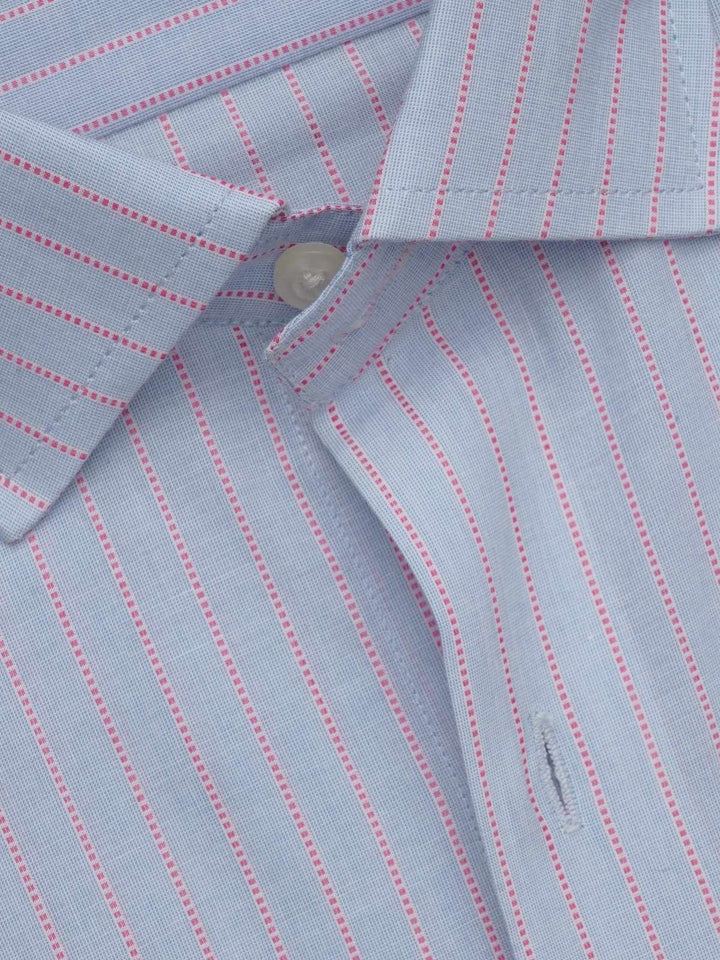 Blue & Red Striped, Elite Edition, French Collar Men’s Formal Shirt (FS-645)