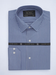 Blue & White Striped, Elite Edition, French Collar Men’s Formal Shirt (FS-648)