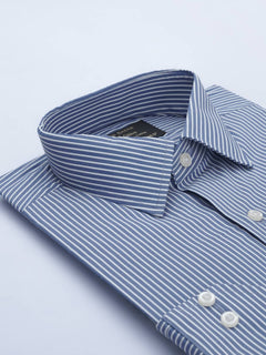 Blue & White Striped, Elite Edition, French Collar Men’s Formal Shirt (FS-648)