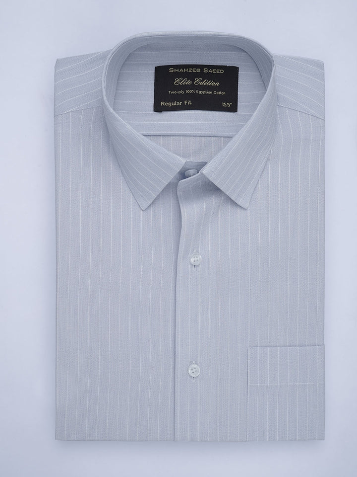 Sky Blue Self Striped, Elite Edition, French Collar Men’s Formal Shirt (FS-650)