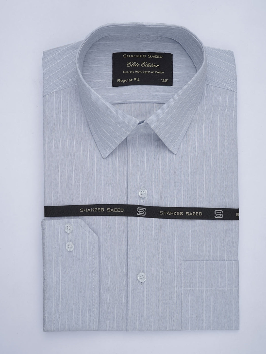 Sky Blue Self Striped, Elite Edition, French Collar Men’s Formal Shirt (FS-650)