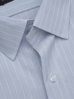 Sky Blue Self Striped, Elite Edition, French Collar Men’s Formal Shirt (FS-650)