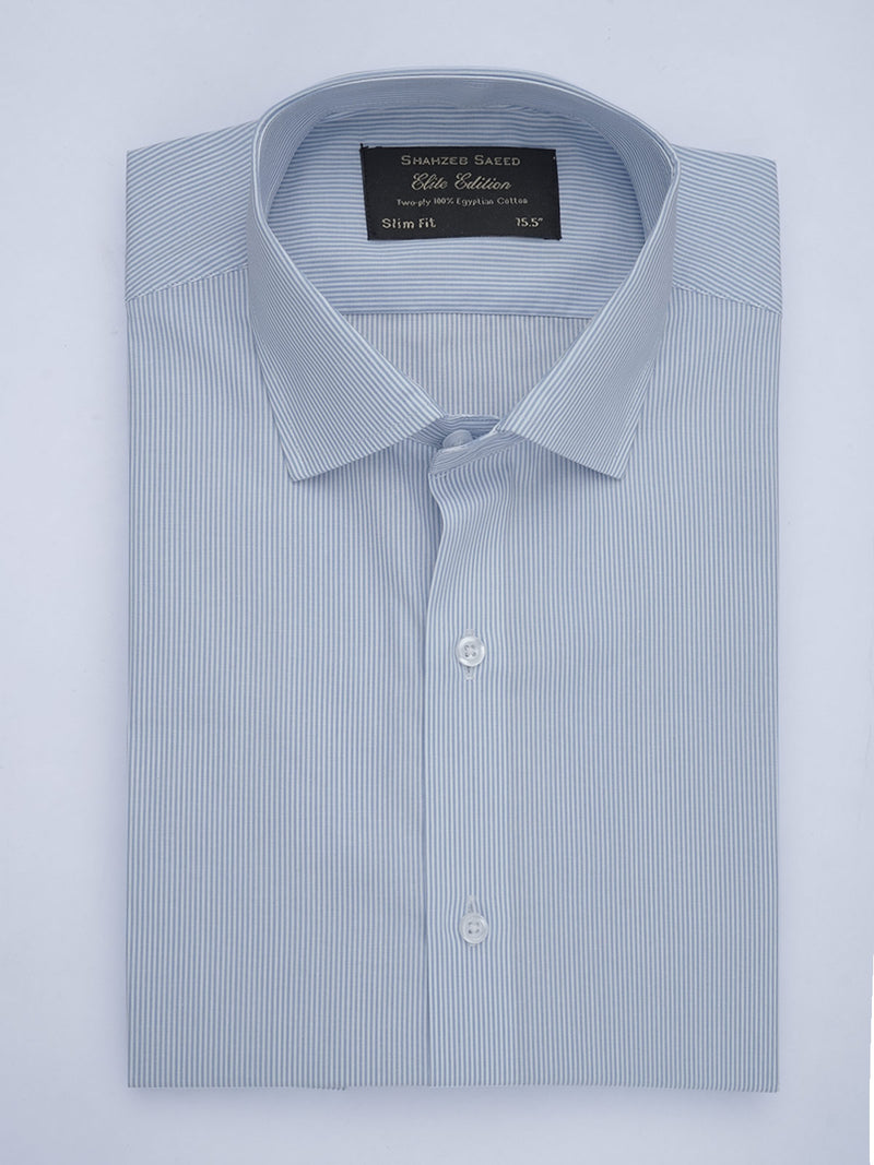 Light Blue Striped, Elite Edition, French Collar Men’s Formal Shirt (FS-652)