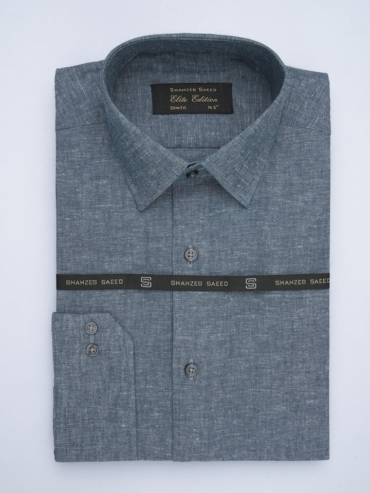 Dark Blue Self, Elite Edition, French Collar Men’s Formal Shirt (FS-657)