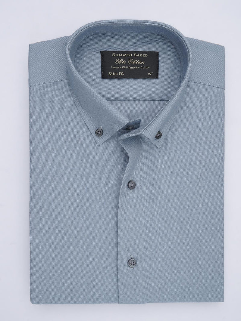 Greyish Blue Self, Elite Edition, Men’s Button Down Formal Shirt (FS-659)