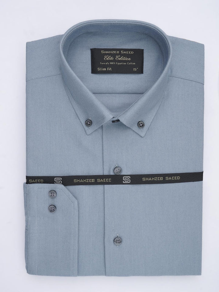 Greyish Blue Self, Elite Edition, Men’s Button Down Formal Shirt (FS-659)