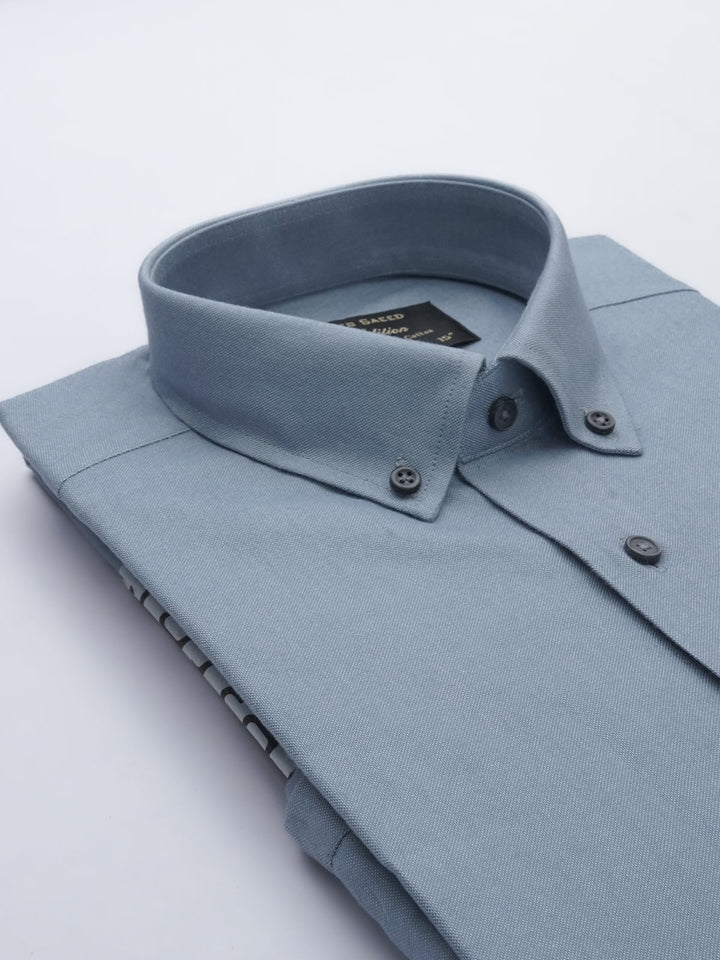 Greyish Blue Self, Elite Edition, Men’s Button Down Formal Shirt (FS-659)