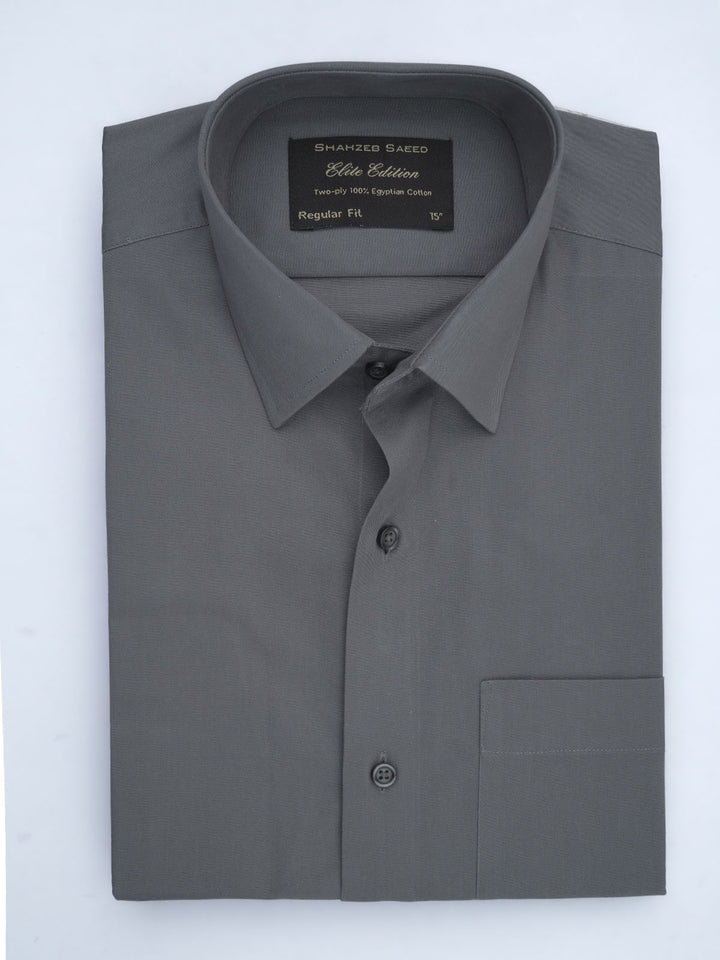 Dark Grey Plain, Elite Edition, French Collar Men’s Formal Shirt (FS-661)