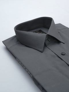 Dark Grey Plain, Elite Edition, French Collar Men’s Formal Shirt (FS-661)