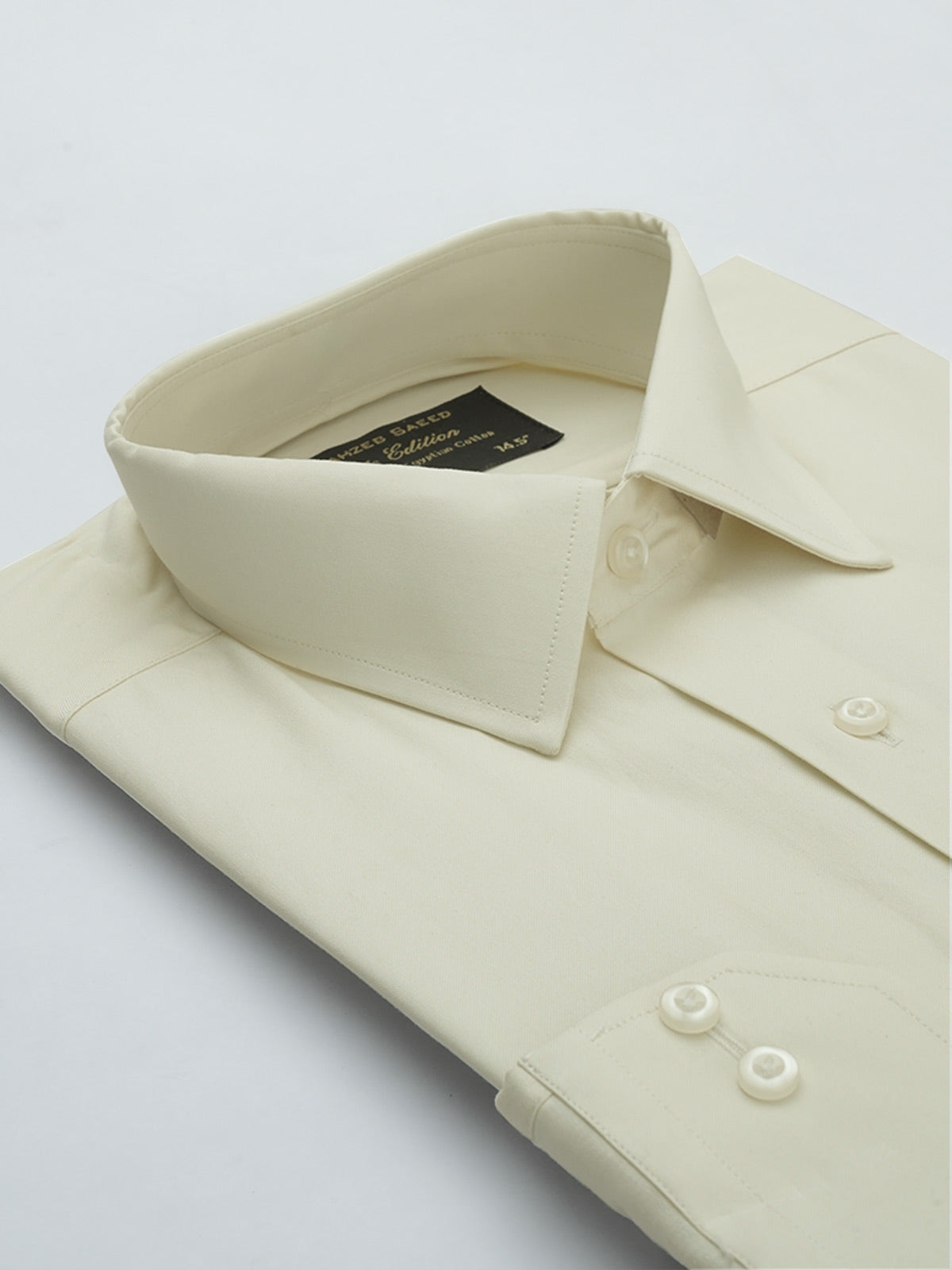 Cream plain, Elite Edition, French Collar Men’s Formal Shirt (FS-670)