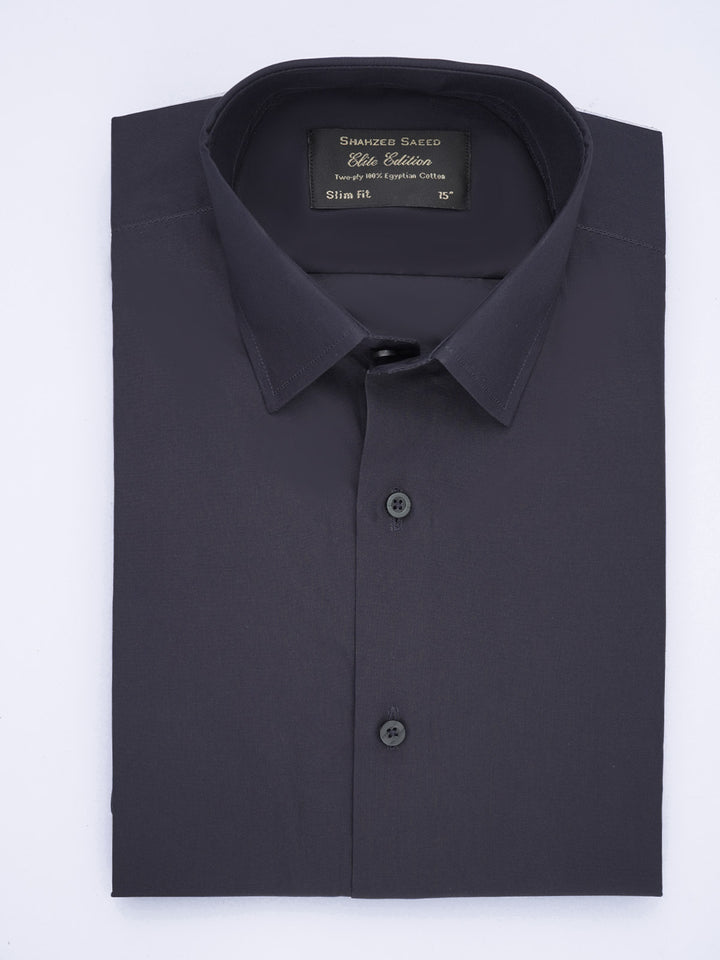 Navy Blue Plain, Elite Edition, French Collar Men’s Formal Shirt (FS-691)