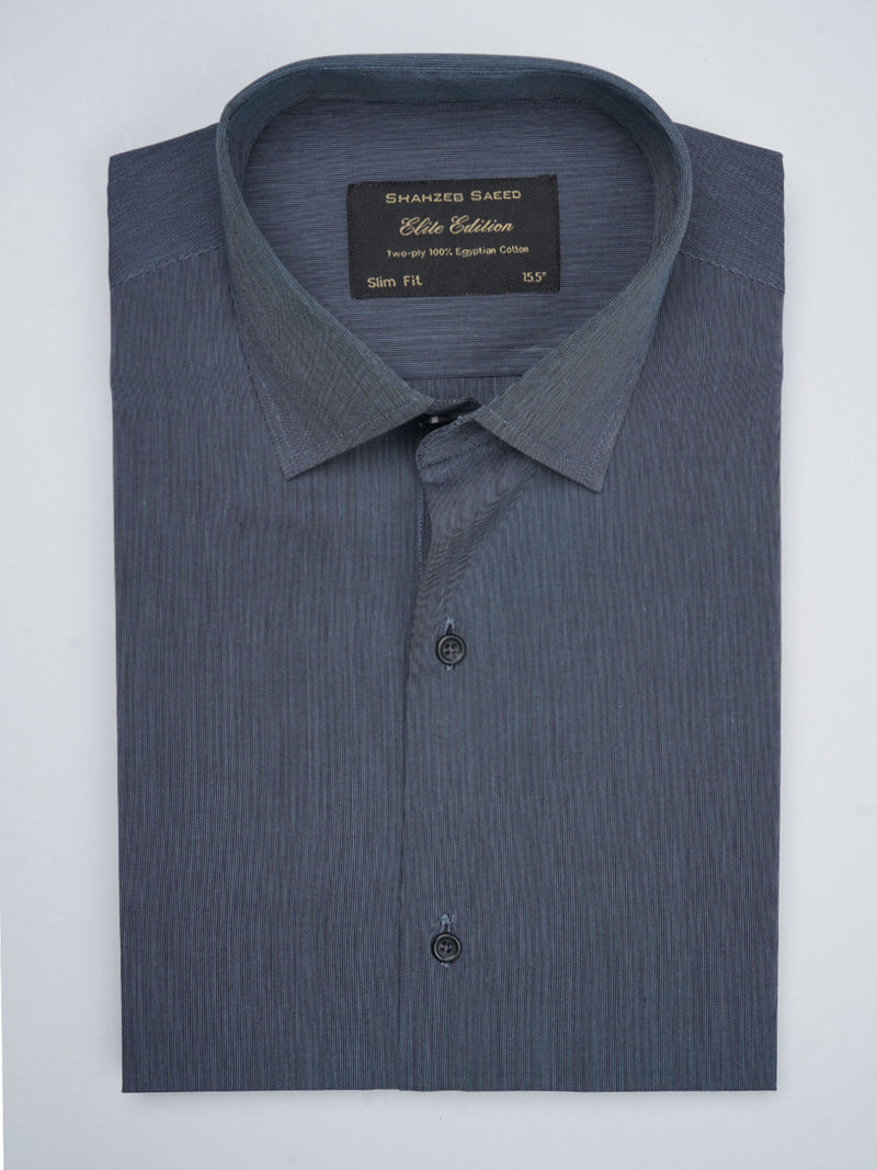 Dark Blue Self Striped, Elite Edition, French Collar Men’s Formal Shirt (FS-699)