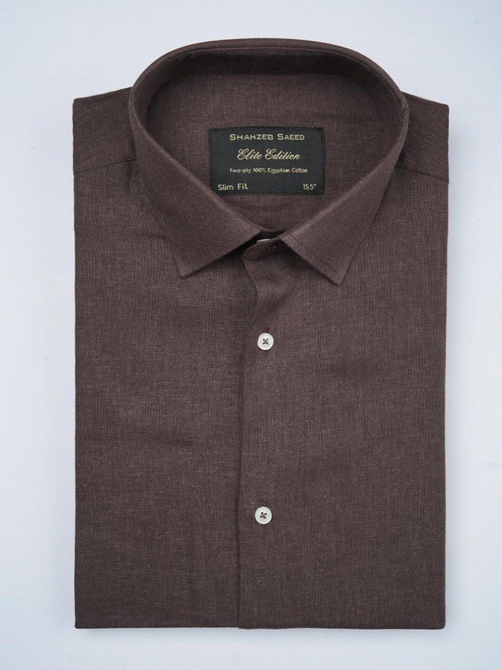 Dark Brown Self, Elite Edition, French Collar Men’s Formal Shirt (FS-700)