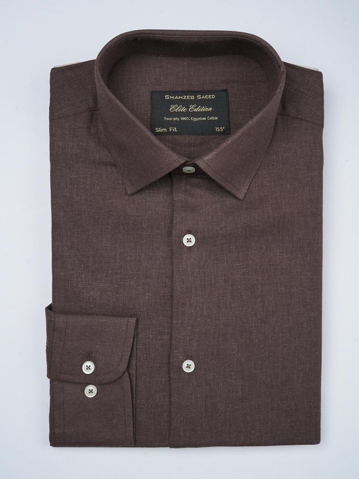 Dark Brown Self, Elite Edition, French Collar Men’s Formal Shirt (FS-700)