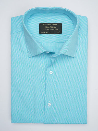 Aqua Blue Self, Elite Edition, French Collar Men’s Formal Shirt (FS-714)