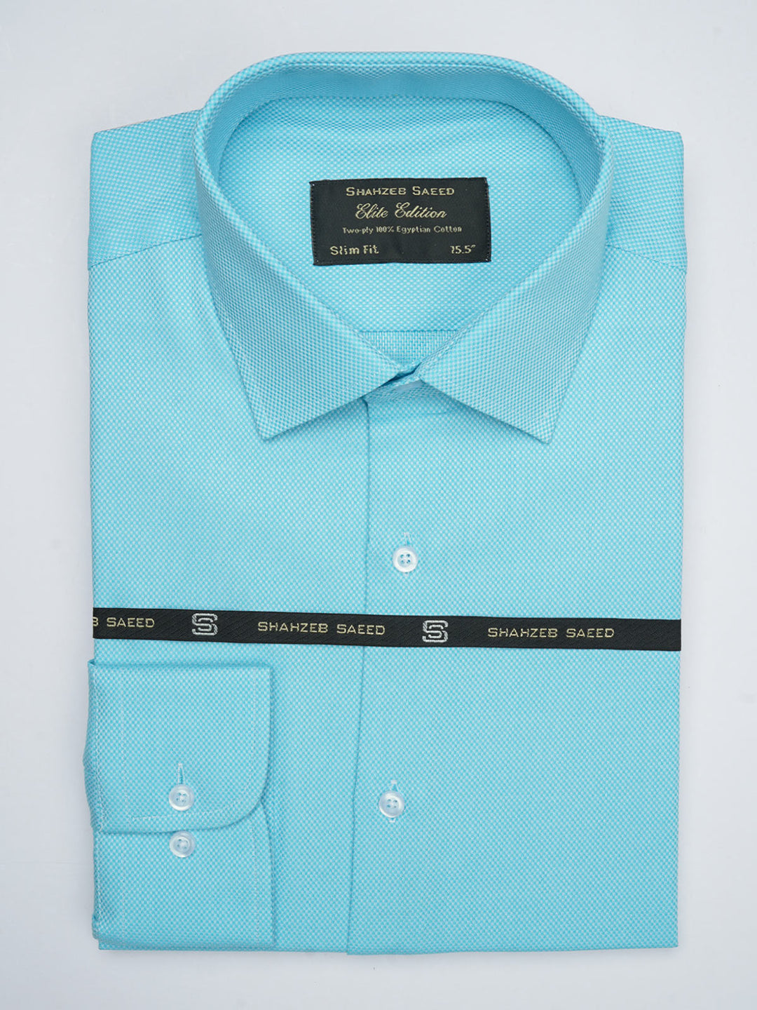 Aqua Blue Self, Elite Edition, French Collar Men’s Formal Shirt (FS-714)